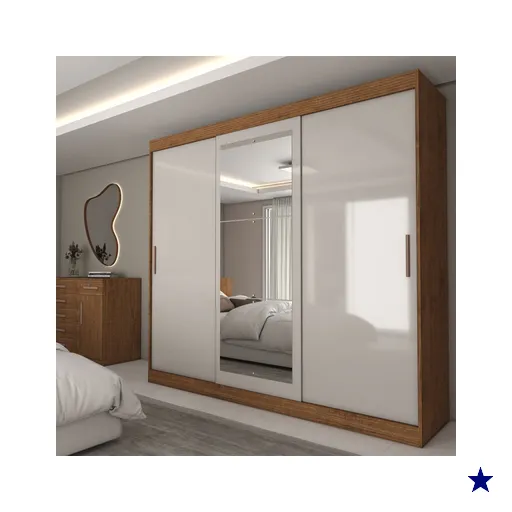 Guarda-Roupa Casal Columbia 3 Portas 2 Gavetas com Espelho 100% Mdf Off…