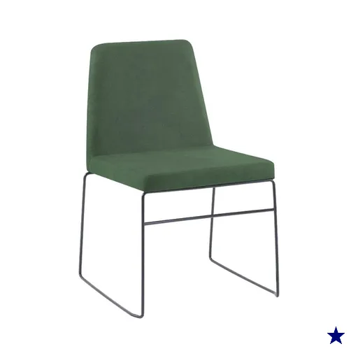 Cadeira Estofada Base Em Aço F41 Linho Verde Dmobiliario