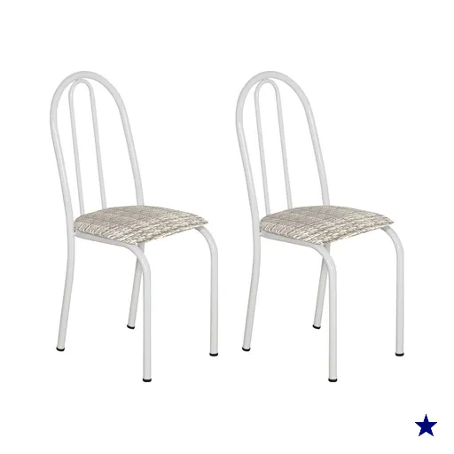 Kit 2 Cadeiras de Cozinha Califórnia Estampado Rattan Bege Pés de Ferro…