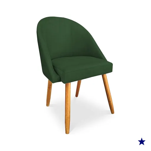 Cadeira de Jantar Bela Suede Verde Pés Palito Castanho - Pallazio