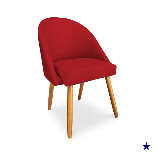 Cadeira de Jantar Bela Suede Vermelho Pés Palito Castanho - Pallazio