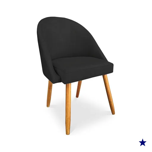 Cadeira de Jantar Bela Suede Preto Pés Palito Castanho - Pallazio
