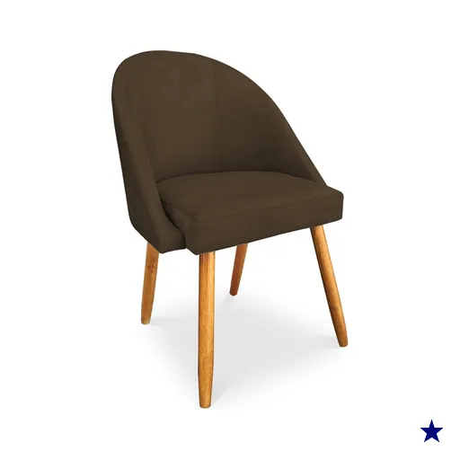 Cadeira de Jantar Bela Suede Marrom Pés Palito Castanho - Pallazio