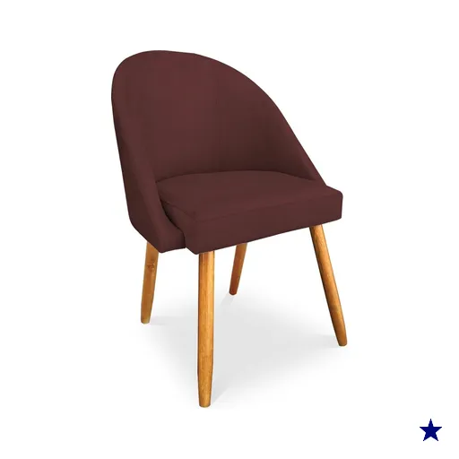 Cadeira de Jantar Bela Suede Marsala Pés Palito Castanho - Pallazio