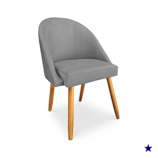 Cadeira de Jantar Bela Suede Grafite Pés Palito Castanho - Pallazio
