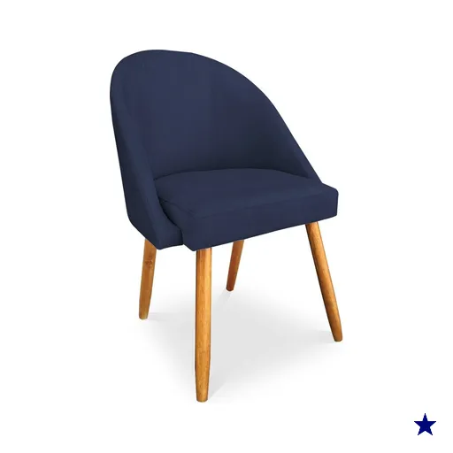 Cadeira de Jantar Bela Suede Azul Marinho Pés Palito Castanho - Pallazio