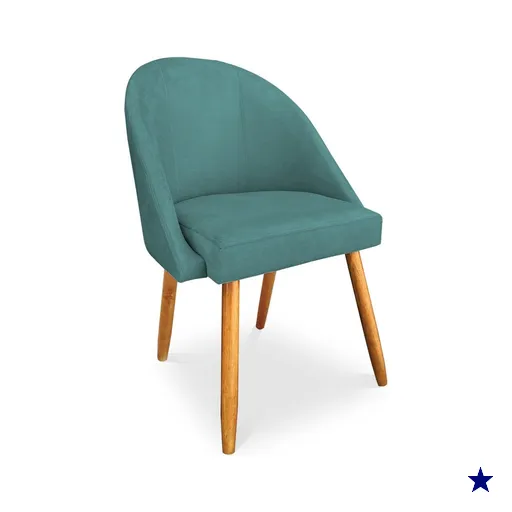 Cadeira de Jantar Bela Suede Azul Turquesa Pés Palito Castanho - Pallazio