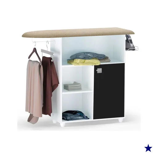 Tábua de Passar Roupa com Balcão Vitória Branco/Preto 107 cm - Pallazio