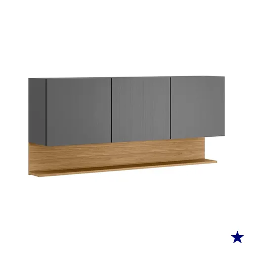 Armario Aereo 3 Portas 150 cm Line Gris Cp Freijo KTP