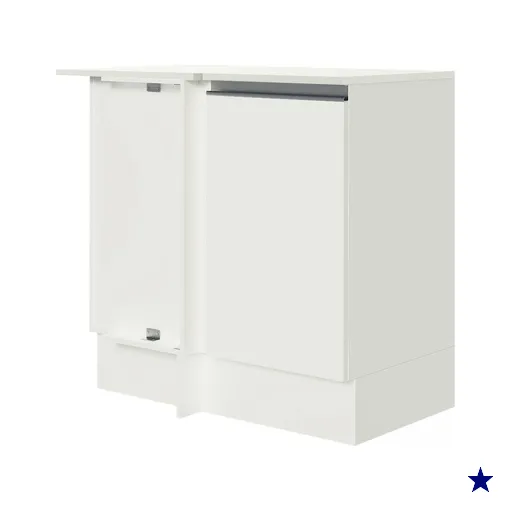 Balcão Armário de Cozinha de Canto 100% MDF com Tampo Branco Smart Madesa