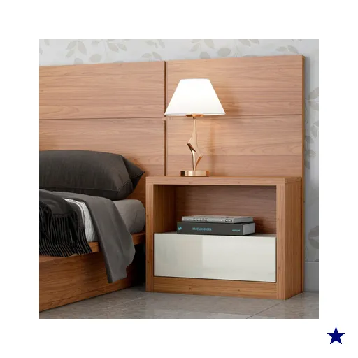 Mesa de Cabeceira 1 Gaveta 100% Mdf Freijo/Off White - Dalla Costa