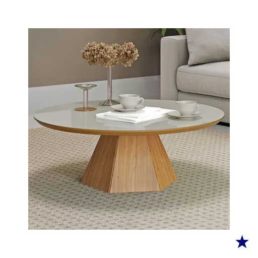 Mesa de Centro 90 Cm 100% Mdf Tb626 Off White/Freijó - Dalla Costa