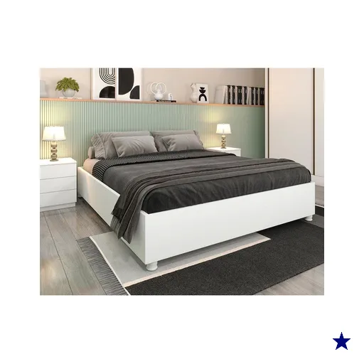 Cama de Casal de Mônaco Branco/Neve - Tcil Móveis