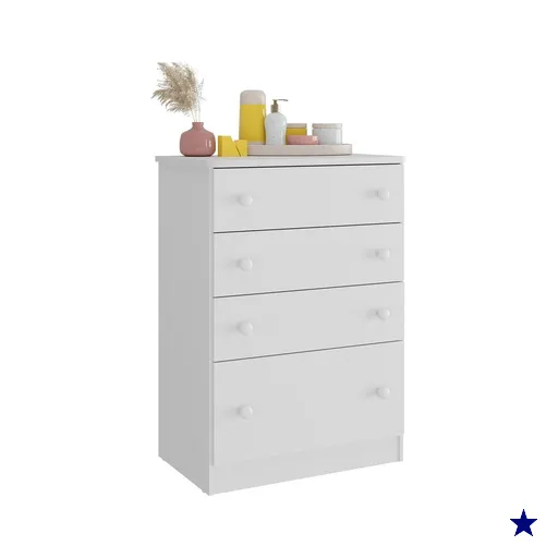 Cômoda Infantil Flex 4 Gavetas Jujuba Multimóveis BB2661 Branco/Colorido
