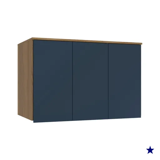 Armário Aéreo 3 Portas Kappesberg Adapt Nogueira/Azul Profundo 105cm