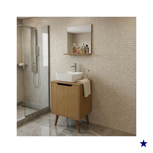 Conjunto de Banheiro com Gabinete e Espelheira 1 Porta Retrô 45cm Multimóveis…