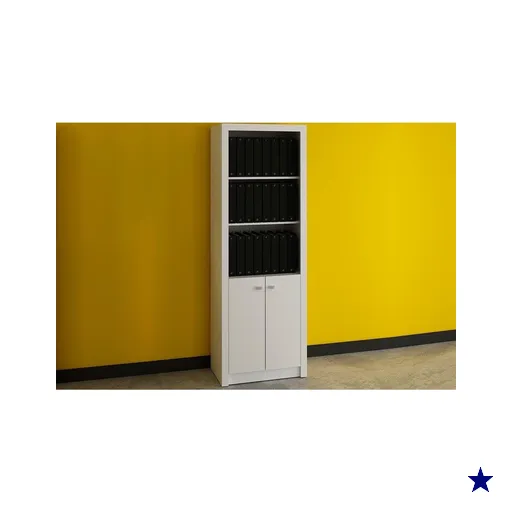 Estante de Escritório ME4110 c/ 2 Portas e 3 Prateleiras Branco - Tecno Mobili