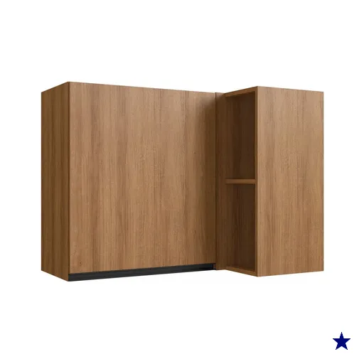 Armário Aéreo Cozinha de Canto 1 Porta 2 Prateleiras Marrom