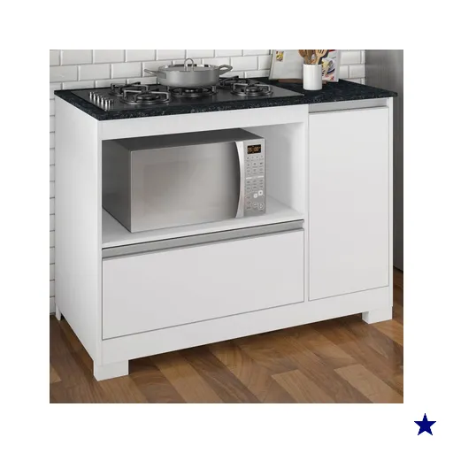 Balcão de Cozinha 1 Porta 1 Gaveta Luca Freijó Branco/Gran - Pnr Móveis