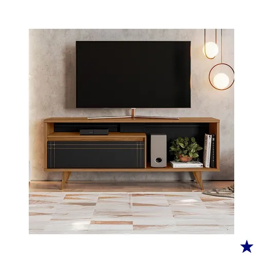 Rack para TV Até 60 Polegadas 1 Porta Tasu Freijó Trend/Preto Tx - Pnr Móveis