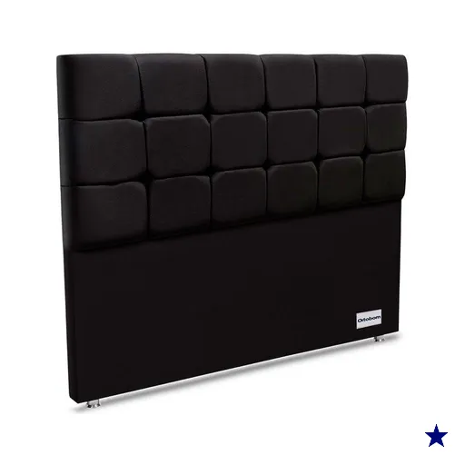 Cabeceira Cama Box Estofada Piave Linho Casal - Linho Preto - Ortobom