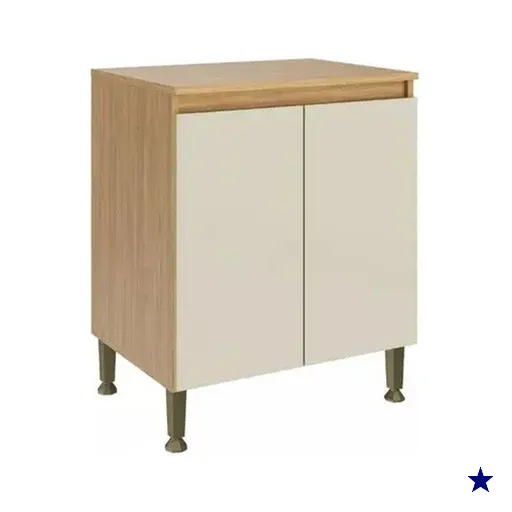 Gabinete de Cozinha Modulado c/ Tampo Rebeca c/ 2 Portas 80cm Mel/Off White -…