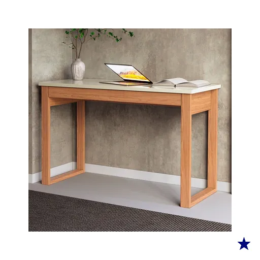 Mesa Escrivaninha Industrial 1 Gaveta 100% Mdf Off White/Freijó F24 - Pradel