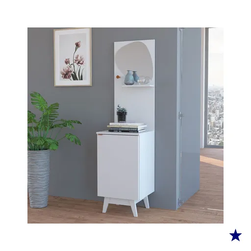 Aparador 1 Porta 1 Prateleira com Espelho Ap2312 Branco - Tecno Mobili