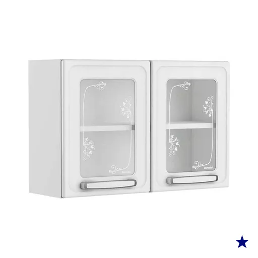 Armário Aéreo p/ Cozinha  Evidence 7006 2 Portas c/Vidro 80cm Branco -…