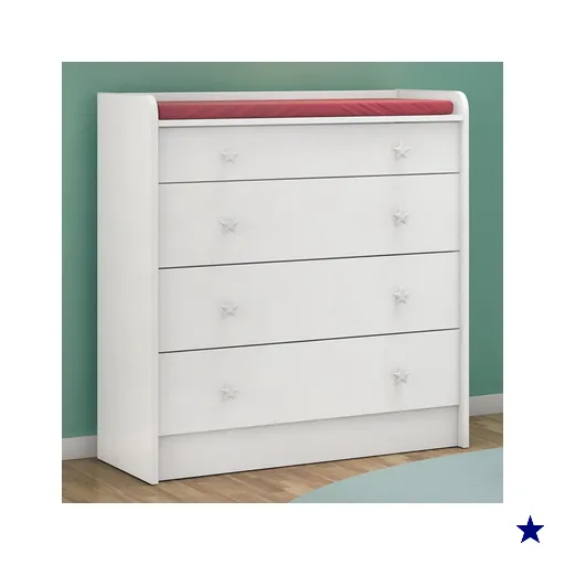 Cômoda Infantil Doce Sonho 4 Gavetas Com Trocador Branco - Qmovi