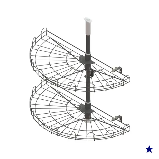 Cesto Giratório Duplo Meia Lua em 60cm para Canto Reto Preto Dimec Cozinha…