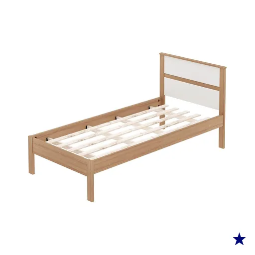 Cama de Solteiro Amêndoa Branco 97x196x92cm MDP Tecnomobili CM8004 até 130kg