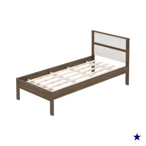 Cama de Solteiro Nogal Branco 97x196x92cm MDP Tecnomobili CM8004
