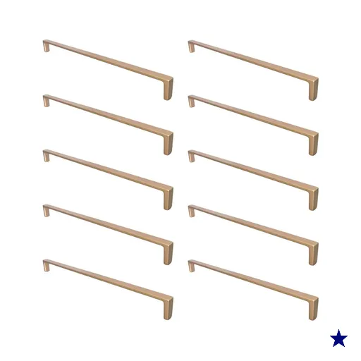 Kit 10 Puxadores Dourados para Móveis Furação 256mm Gavetas Armários…
