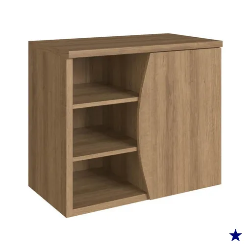 Gabinete Suspenso 70cm Laura Mel com 1 Porta e 2 Prateleiras De Banheiro Sem…