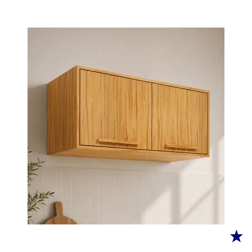Armário Aéreo Cozinha 80 Cm Trebbiano 2 Portas 100% Mdf Amêndoa - Rio Doce