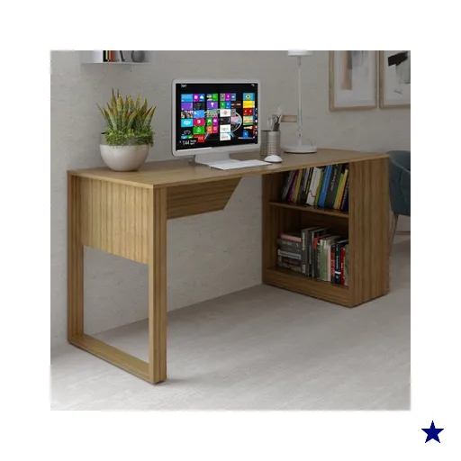 Mesa Escrivaninha 1 Prateleira Me4182 Amêndoa - Tecno Mobili