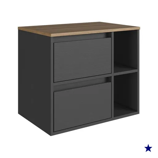 Gabinete de Banheiro Suspenso 60cm com 2 Nichos 1 Porta Basc - Preto