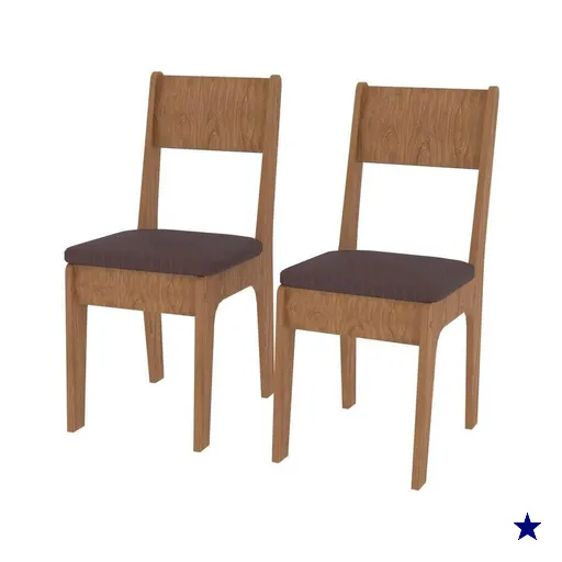 Conjunto 2 CADEIRAS ATENAS FREIJO TEC MARROM
