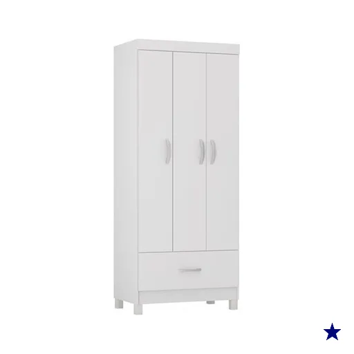 Guarda Roupa 3 Portas  e 1 Gaveta Prince Branco - Demóbile