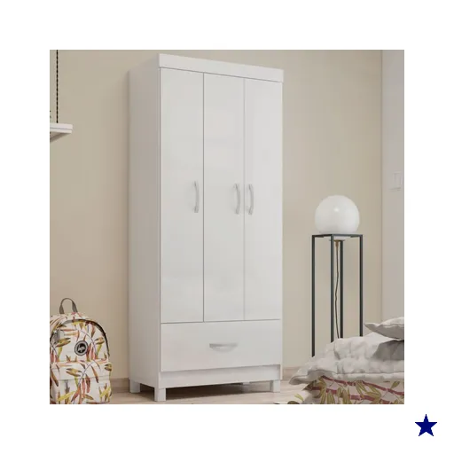 Guarda-Roupa Solteiro Prince 3 Portas 1 Gaveta