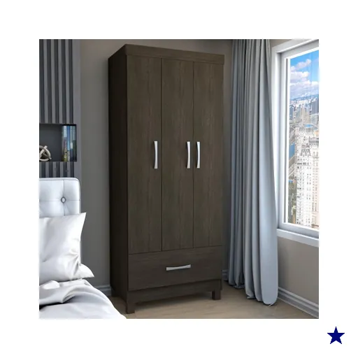Guarda-Roupa Solteiro Poseidon 3 Portas 1 Gaveta Ebano - Panorama Móveis