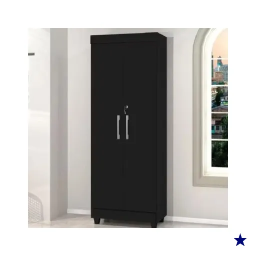 Armário Multiuso Lavanderia Com Chave 2 Portas 1,80m Texas Preto J A