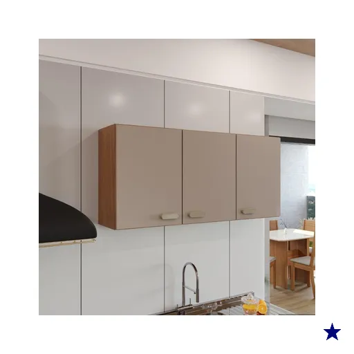 Armário Aéreo Modulado Fidelitá Mariana 120cm 3 Portas Freijó/Camurça