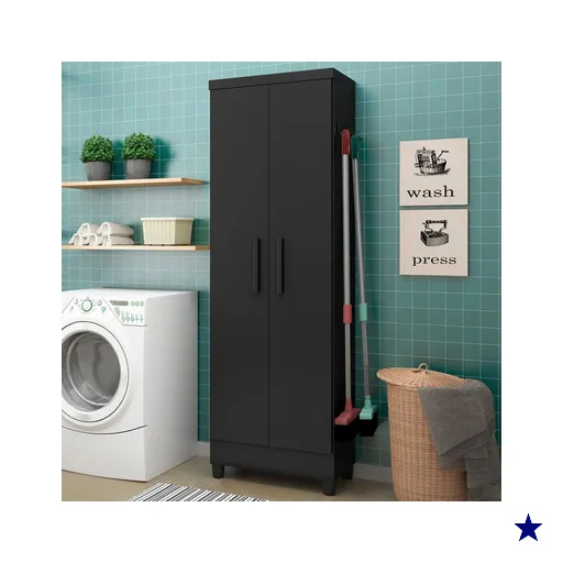 Armário Multiuso 2 Portas 5 Prateleiras Preto - Qmovi