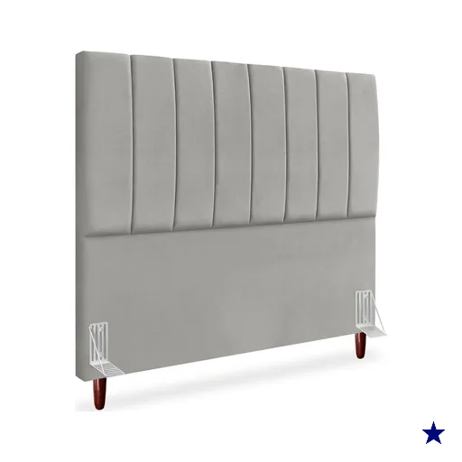 Cabeceira Queen 160cm Arlla Suede Cinza Claro RM