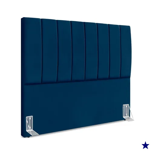Cabeceira Casal 140cm Allia Suede Azul Marinho RM