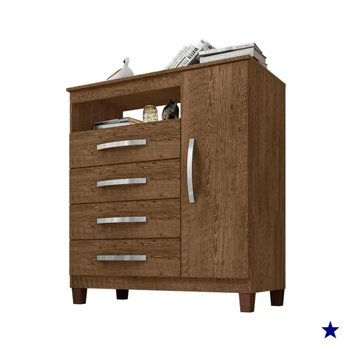 Comoda Sapateira 1P 4G 84 cm Moden 2258 Malbec INCP