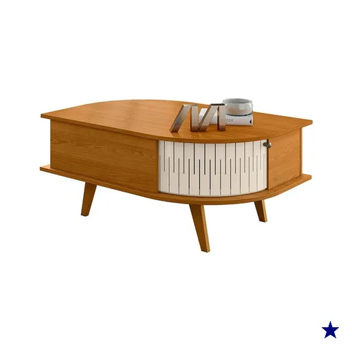 Mesa De Centro 2 Portas 90 cm Indianapolis Cinamomo Off White MADETEC
