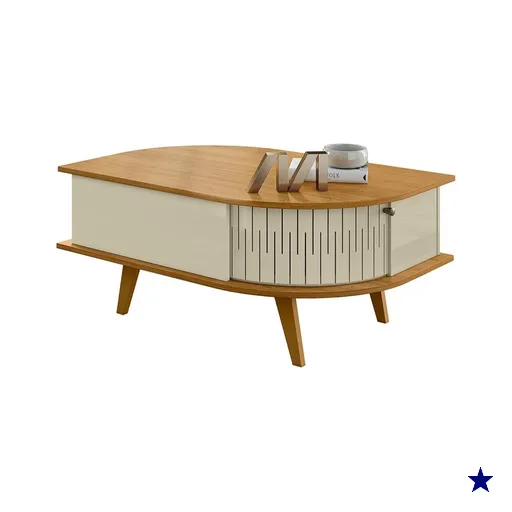 Mesa De Centro 2 Portas 90 cm Indianapolis Cumaru Opala MADETEC